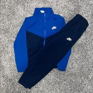 Nike Royal Blue and Black Tracksuit Small Kids 6-7
